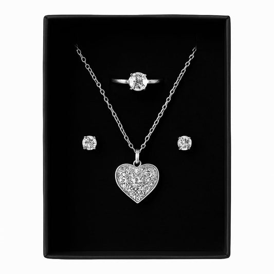 ✨ Elegant Heart Pendant Jewelry Set – Sparkling Simplicity ✨