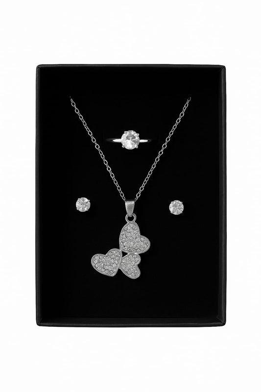 🦋 Butterfly Heart Pendant Jewelry Set – Elegant & Sparkling Design