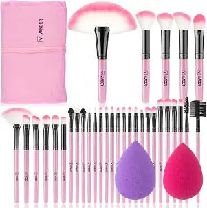 12 Pieces Soft Fluffy Makeup Brush Set – Cosmetics Brush Set – Makeup Brush Kit – Blush And Powder Brushes – Makeup Brushes For Foundation – Pink Color