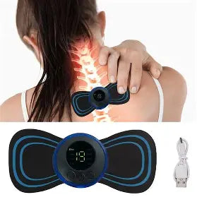 Full Body Mini Butterfly Massager Stick with 8 Modes & 19 Levels | Electric Rechargeable Massage Pad Gun for Neck, Back and Pain Relief for Men/ Women | EMS TENS Device Muscle Therapy Machine